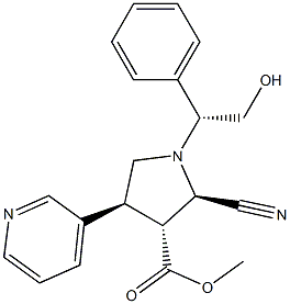 (2R,3R,4S)-1-[(R)-1-Phenyl-2-hydroxyethyl]-2-cyano-4-(3-pyridinyl)pyrrolidine-3-carboxylic acid methyl ester Struktur