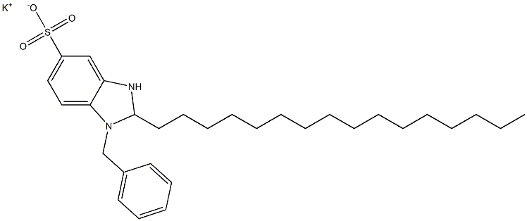 1-Benzyl-2,3-dihydro-2-hexadecyl-1H-benzimidazole-5-sulfonic acid potassium salt Struktur