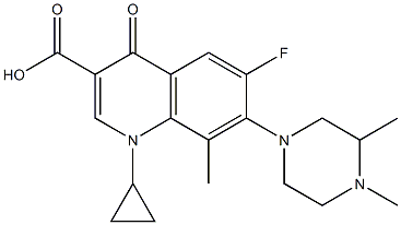 1-Cyclopropyl-6-fluoro-8-methyl-1,4-dihydro-7-(3,4-dimethylpiperazin-1-yl)-4-oxoquinoline-3-carboxylic acid Struktur