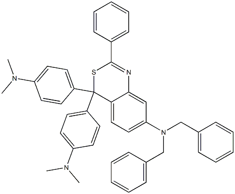 7-(Dibenzylamino)-4,4-bis[p-(dimethylamino)phenyl]-2-phenyl-4H-3,1-benzothiazine Struktur