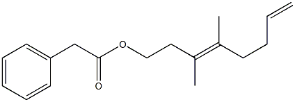 Phenylacetic acid 3,4-dimethyl-3,7-octadienyl ester Struktur