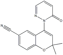 2,2-Dimethyl-4-[(6-oxo-1,6-dihydropyridazin)-1-yl]-2H-1-benzopyran-6-carbonitrile Struktur