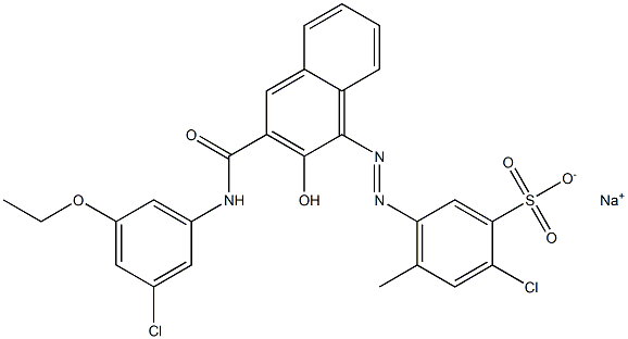 2-Chloro-4-methyl-5-[[3-[[(3-chloro-5-ethoxyphenyl)amino]carbonyl]-2-hydroxy-1-naphtyl]azo]benzenesulfonic acid sodium salt Struktur