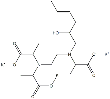 3-(2-Hydroxy-4-hexenyl)-6-(1-potassiooxycarbonylethyl)-2,7-dimethyl-3,6-diazaoctanedioic acid dipotassium salt Struktur