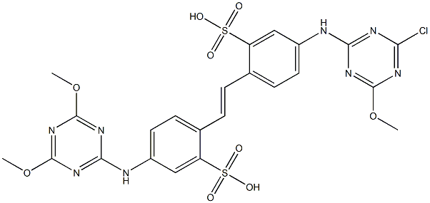 4-(4-Chloro-6-methoxy-1,3,5-triazin-2-ylamino)-4'-(4,6-dimethoxy-1,3,5-triazin-2-ylamino)-2,2'-stilbenedisulfonic acid Struktur