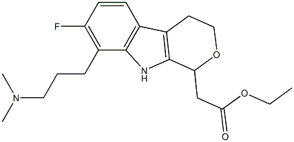 8-[3-(Dimethylamino)propyl]-1-ethyl-7-fluoro-1,3,4,9-tetrahydropyrano[3,4-b]indole-1-acetic acid Struktur