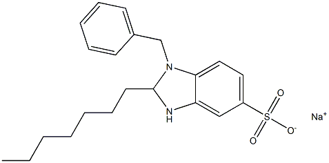 1-Benzyl-2-heptyl-2,3-dihydro-1H-benzimidazole-5-sulfonic acid sodium salt Struktur