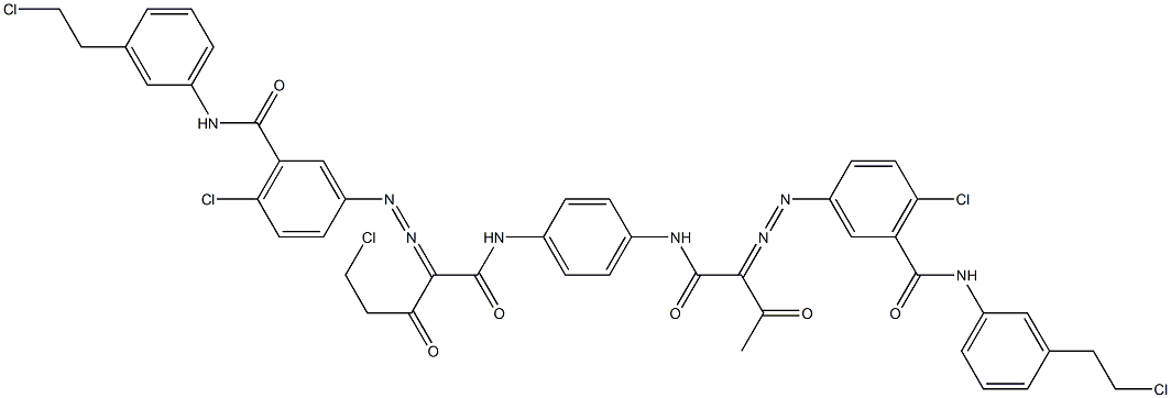 3,3'-[2-(Chloromethyl)-1,4-phenylenebis[iminocarbonyl(acetylmethylene)azo]]bis[N-[3-(2-chloroethyl)phenyl]-6-chlorobenzamide] Struktur