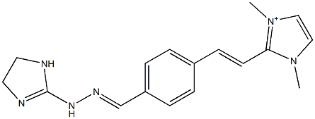 1,3-Dimethyl-2-[2-[4-[2-[(4,5-dihydro-1H-imidazol)-2-yl]hydrazonomethyl]phenyl]ethenyl]-1H-imidazol-3-ium Struktur