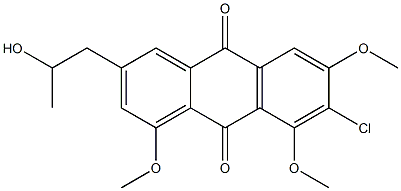 1-Methoxy-3-(2-hydroxypropyl)-6-methoxy-7-chloro-8-methoxy-9,10-anthraquinone Struktur