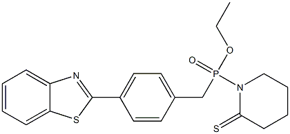 [4-(2-Benzothiazolyl)benzyl](2-thioxo-1-piperidinyl)phosphinic acid ethyl ester Struktur