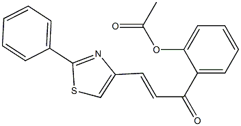 1-(2-Acetoxyphenyl)-3-[2-(phenyl)thiazol-4-yl]-2-propen-1-one Struktur