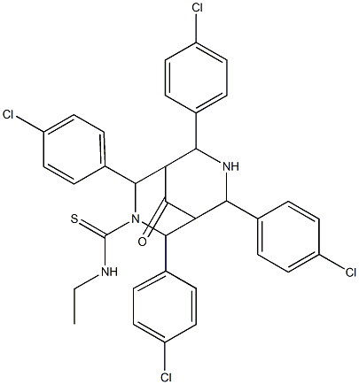 N-Ethyl-9-oxo-2,4,6,8-tetrakis(p-chlorophenyl)-3,7-diazabicyclo[3.3.1]nonane-3-carbothioamide Struktur