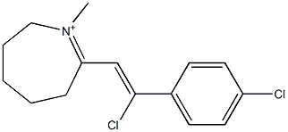 1-Methyl-2-[2-chloro-2-(4-chlorophenyl)ethenyl]-4,5,6,7-tetrahydro-3H-azepin-1-ium Struktur