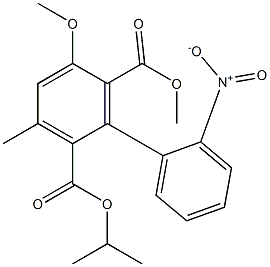 3-Methyl-5-methoxy-6-methoxycarbonyl-2'-nitro-1,1'-biphenyl-2-carboxylic acid isopropyl ester Struktur