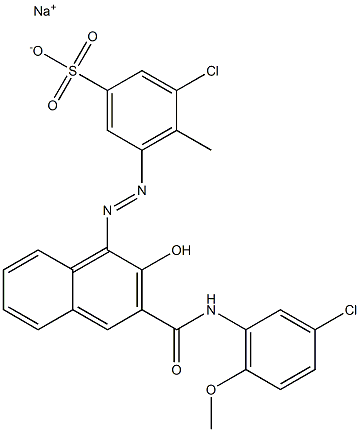 3-Chloro-4-methyl-5-[[3-[[(3-chloro-6-methoxyphenyl)amino]carbonyl]-2-hydroxy-1-naphtyl]azo]benzenesulfonic acid sodium salt Struktur