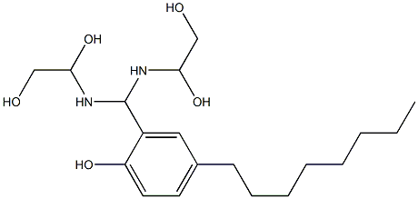 2-[Bis[(1,2-dihydroxyethyl)amino]methyl]-4-octylphenol Struktur