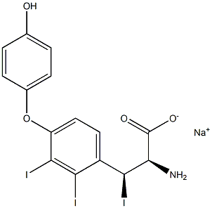 (2R,3S)-2-Amino-3-[4-(4-hydroxyphenoxy)-2,3-diiodophenyl]-3-iodopropanoic acid sodium salt Struktur