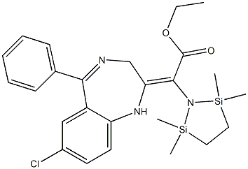 [(7-Chloro-2,3-dihydro-5-phenyl-1H-1,4-benzodiazepin)-2-ylidene](2,2,5,5-tetramethyl-1-aza-2,5-disilacyclopentan-1-yl)acetic acid ethyl ester Struktur