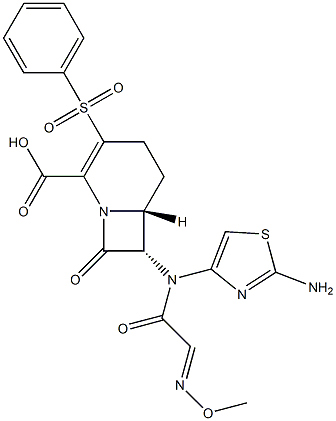 (6R,7S)-3-(Phenylsulfonyl)-8-oxo-7-[(2-aminothiazol-4-yl)(methoxyimino)acetylamino]-1-azabicyclo[4.2.0]oct-2-ene-2-carboxylic acid Struktur