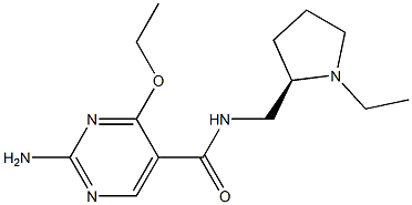 (+)-2-Amino-4-ethoxy-N-[[(2R)-1-ethyl-2-pyrrolidinyl]methyl]-5-pyrimidinecarboxamide Struktur