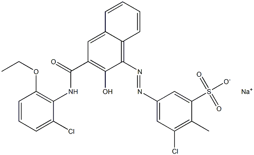 3-Chloro-2-methyl-5-[[3-[[(2-chloro-6-ethoxyphenyl)amino]carbonyl]-2-hydroxy-1-naphtyl]azo]benzenesulfonic acid sodium salt Struktur