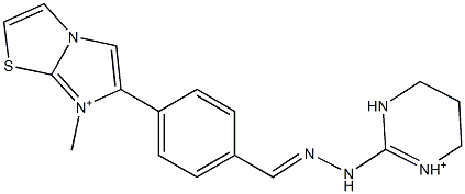 7-Methyl-6-[4-[2-[[(3,4,5,6-tetrahydropyrimidin)-1-ium]-2-yl]hydrazonomethyl]phenyl]imidazo[2,1-b]thiazol-7-ium Struktur