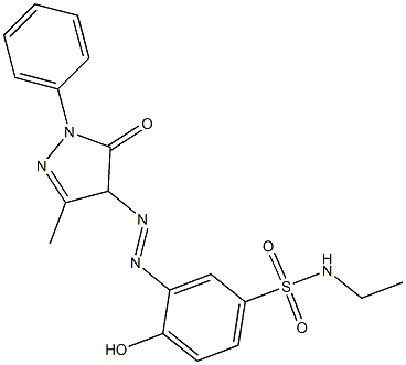 4-[2-Hydroxy-5-(ethylsulfamoyl)phenylazo]-3-methyl-1-phenyl-2-pyrazolin-5-one Struktur