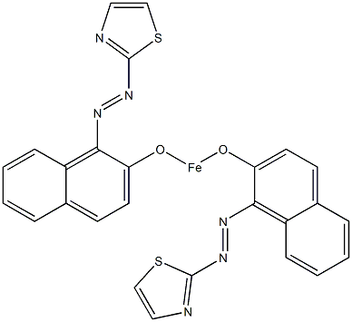 Bis[[1-(2-thiazolylazo)-2-naphtyl]oxy]iron(II) Struktur