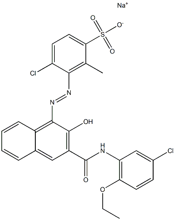 4-Chloro-2-methyl-3-[[3-[[(3-chloro-6-ethoxyphenyl)amino]carbonyl]-2-hydroxy-1-naphtyl]azo]benzenesulfonic acid sodium salt Struktur