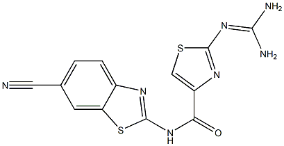 2-(Diaminomethyleneamino)-N-(6-cyano-2-benzothiazolyl)thiazole-4-carboxamide Struktur