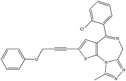 4-(2-Chlorophenyl)-9-methyl-2-[3-phenoxy-1-propynyl]-6H-thieno[3,2-f][1,2,4]triazolo[4,3-a][1,4]diazepine Struktur