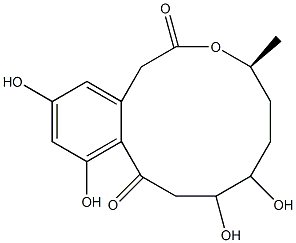 (4S)-4,5,6,7,8,9-Hexahydro-7,8,11,13-tetrahydroxy-4-methyl-2H-3-benzoxacyclododecin-2,10(1H)-dione Struktur