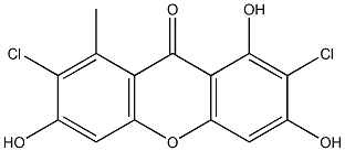 2,7-Dichloro-1,3,6-trihydroxy-8-methylxanthone Struktur