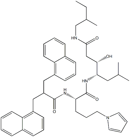 (3S,4S)-4-[(S)-2-[2,2-Bis(1-naphthalenylmethyl)-1-oxoethylamino]-5-(1H-pyrrol-1-yl)pentanoylamino]-3-hydroxy-6-methyl-N-(2-methylbutyl)heptanamide Struktur