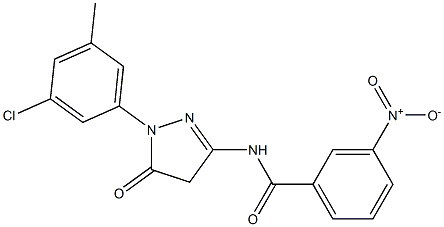 1-(3-Chloro-5-methylphenyl)-3-(3-nitrobenzoylamino)-5(4H)-pyrazolone Struktur