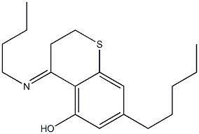 N-Butyl-3,4-dihydro-5-hydroxy-7-pentyl-2H-1-benzothiopyran-4-imine Struktur