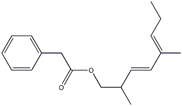 Phenylacetic acid 2,5-dimethyl-3,5-octadienyl ester Struktur