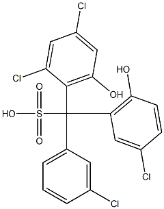 (3-Chlorophenyl)(3-chloro-6-hydroxyphenyl)(2,4-dichloro-6-hydroxyphenyl)methanesulfonic acid Struktur