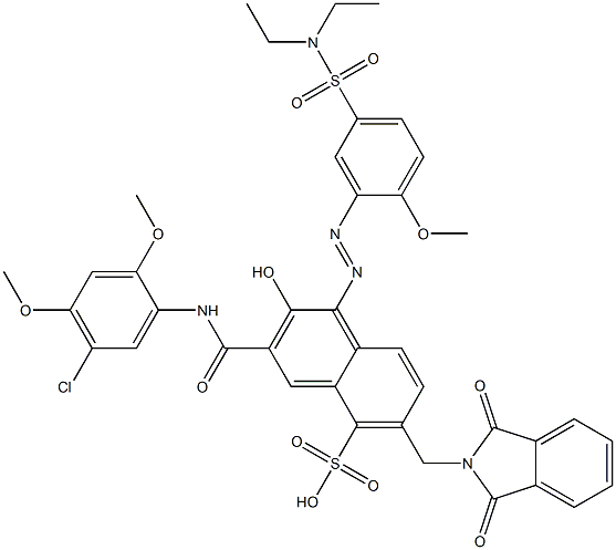 3-[(5-Chloro-2,4-dimethoxyphenyl)aminocarbonyl]-1-[5-[(diethylamino)sulfonyl]-2-methoxyphenylazo]-2-hydroxy-6-(phthalimidylmethyl)naphthalene-5-sulfonic acid Struktur