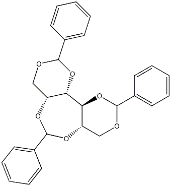 1-O,3-O:2-O,5-O:4-O,6-O-Tribenzylidene-L-glucitol Struktur