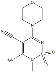 3-Amino-4-cyano-2-methyl-5-morpholino-2H-1,2,6-thiadiazine 1,1-dioxide Struktur