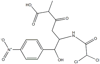 3-(2-Carboxypropionyl)-2-(dichloroacetylamino)-1-(4-nitrophenyl)-1-propanol Struktur