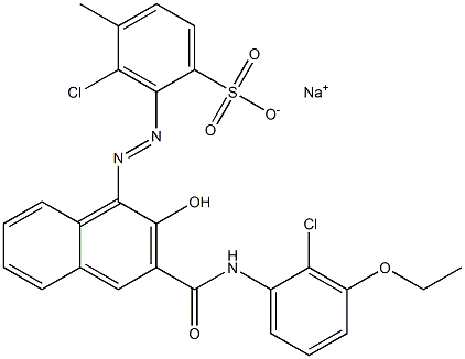 3-Chloro-4-methyl-2-[[3-[[(2-chloro-3-ethoxyphenyl)amino]carbonyl]-2-hydroxy-1-naphtyl]azo]benzenesulfonic acid sodium salt Struktur