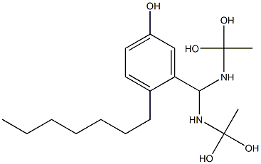 3-[Bis[(1,1-dihydroxyethyl)amino]methyl]-4-heptylphenol Struktur