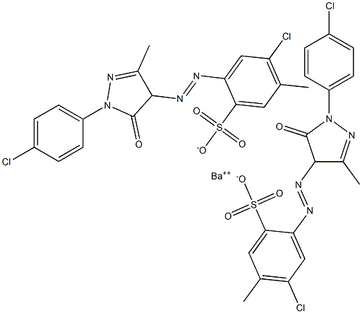 Bis[4-chloro-2-[[1-(4-chlorophenyl)-4,5-dihydro-3-methyl-5-oxo-1H-pyrazol]-4-ylazo]-5-methylbenzenesulfonic acid]barium salt Struktur