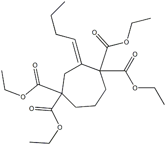 3-Butylidenecycloheptane-1,1,4,4-tetracarboxylic acid tetraethyl ester Struktur