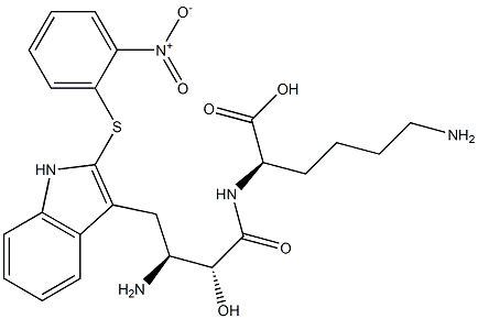 N2-[(2R,3S)-3-Amino-2-hydroxy-4-[2-[(2-nitrophenyl)thio]-1H-indol-3-yl]butyryl]-D-lysine Struktur