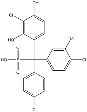 (4-Chlorophenyl)(3,4-dichlorophenyl)(3-chloro-2,4-dihydroxyphenyl)methanesulfonic acid Struktur