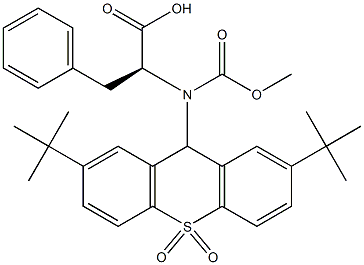 (2S)-2-[(2,7-Di-tert-butyl-9H-thioxanthene 10,10-dioxide)-9-ylmethoxycarbonylamino]3-phenylpropionic acid Struktur